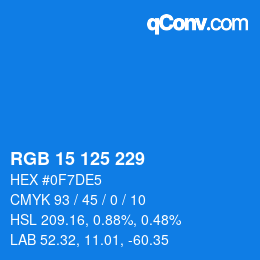 Color code: RGB 15 125 229 | qconv.com