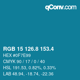 カラーコード: RGB 15 126.8 153.4 | qconv.com