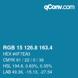 カラーコード: RGB 15 126.8 163.4 | qconv.com