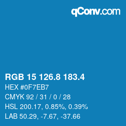 カラーコード: RGB 15 126.8 183.4 | qconv.com