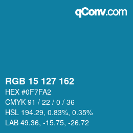 Color code: RGB 15 127 162 | qconv.com