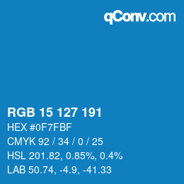 Color code: RGB 15 127 191 | qconv.com