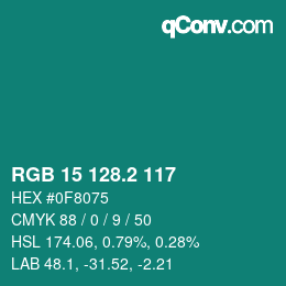 Color code: RGB 15 128.2 117 | qconv.com