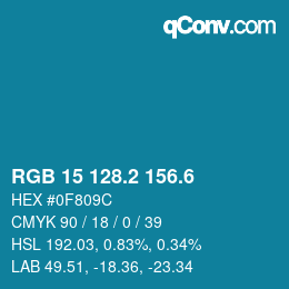 カラーコード: RGB 15 128.2 156.6 | qconv.com