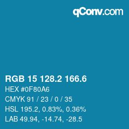 カラーコード: RGB 15 128.2 166.6 | qconv.com