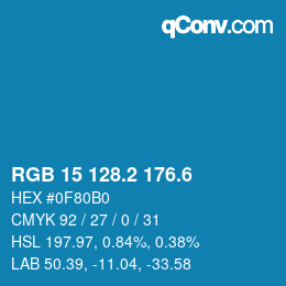 カラーコード: RGB 15 128.2 176.6 | qconv.com