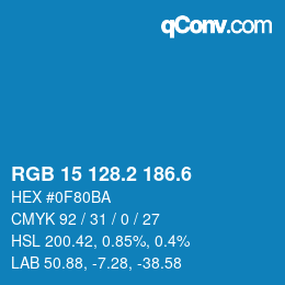 カラーコード: RGB 15 128.2 186.6 | qconv.com