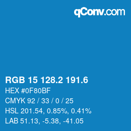 カラーコード: RGB 15 128.2 191.6 | qconv.com