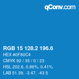 カラーコード: RGB 15 128.2 196.6 | qconv.com