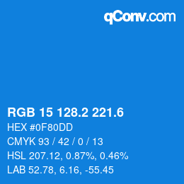 カラーコード: RGB 15 128.2 221.6 | qconv.com