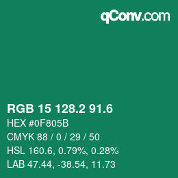 カラーコード: RGB 15 128.2 91.6 | qconv.com