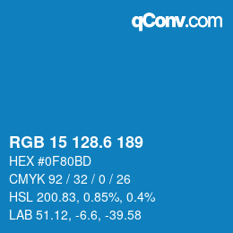 カラーコード: RGB 15 128.6 189 | qconv.com