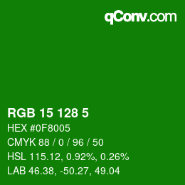 Color code: RGB 15 128 5 | qconv.com