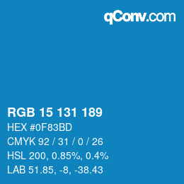 颜色代码: RGB 15 131 189 | qconv.com