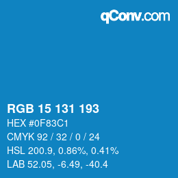Color code: RGB 15 131 193 | qconv.com