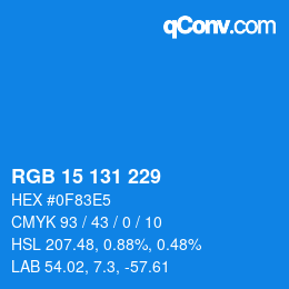Color code: RGB 15 131 229 | qconv.com