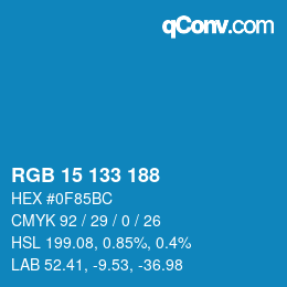 Color code: RGB 15 133 188 | qconv.com