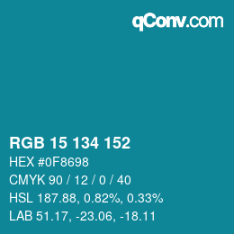 Color code: RGB 15 134 152 | qconv.com