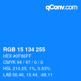 Color code: RGB 15 134 255 | qconv.com