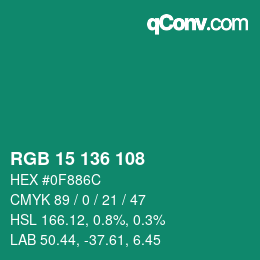 Color code: RGB 15 136 108 | qconv.com