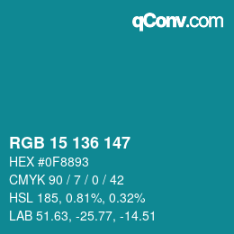 Color code: RGB 15 136 147 | qconv.com