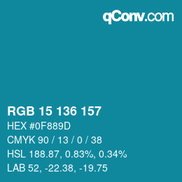 Color code: RGB 15 136 157 | qconv.com