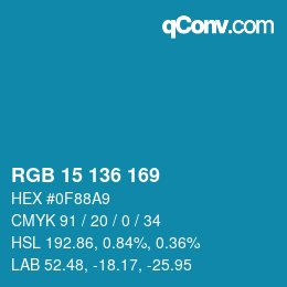 Color code: RGB 15 136 169 | qconv.com
