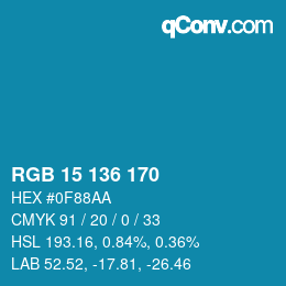 Color code: RGB 15 136 170 | qconv.com