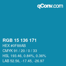 Color code: RGB 15 136 171 | qconv.com
