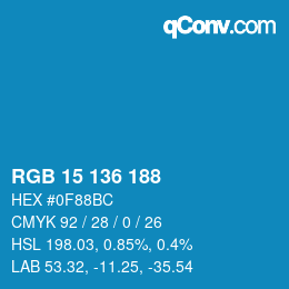 Color code: RGB 15 136 188 | qconv.com