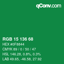 Color code: RGB 15 136 68 | qconv.com