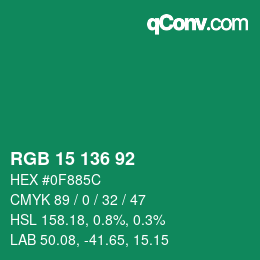 Color code: RGB 15 136 92 | qconv.com