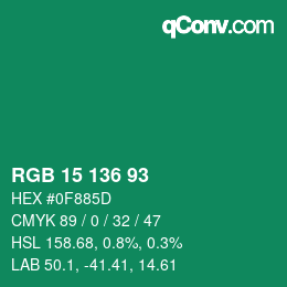 Color code: RGB 15 136 93 | qconv.com
