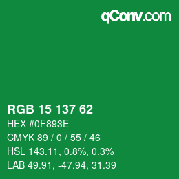Color code: RGB 15 137 62 | qconv.com