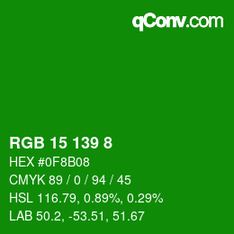 Color code: RGB 15 139 8 | qconv.com