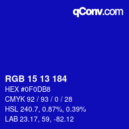 Color code: RGB 15 13 184 | qconv.com