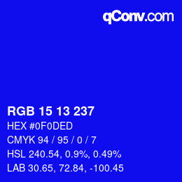 Color code: RGB 15 13 237 | qconv.com
