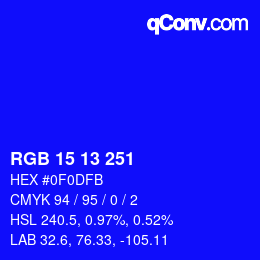 Color code: RGB 15 13 251 | qconv.com
