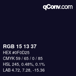 Color code: RGB 15 13 37 | qconv.com