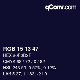 Color code: RGB 15 13 47 | qconv.com