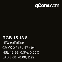 カラーコード: RGB 15 13 8 | qconv.com