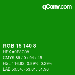 Color code: RGB 15 140 8 | qconv.com