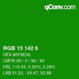 Color code: RGB 15 142 6 | qconv.com