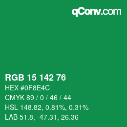 Color code: RGB 15 142 76 | qconv.com