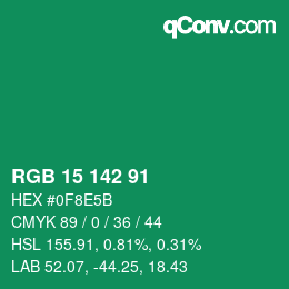 Color code: RGB 15 142 91 | qconv.com