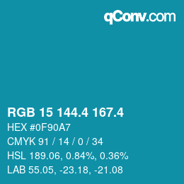 カラーコード: RGB 15 144.4 167.4 | qconv.com