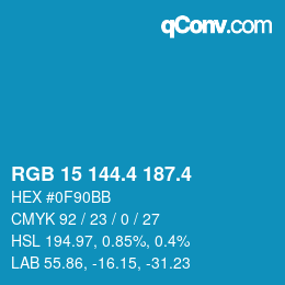 カラーコード: RGB 15 144.4 187.4 | qconv.com