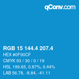 カラーコード: RGB 15 144.4 207.4 | qconv.com