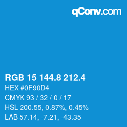 カラーコード: RGB 15 144.8 212.4 | qconv.com