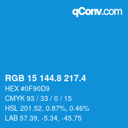 カラーコード: RGB 15 144.8 217.4 | qconv.com